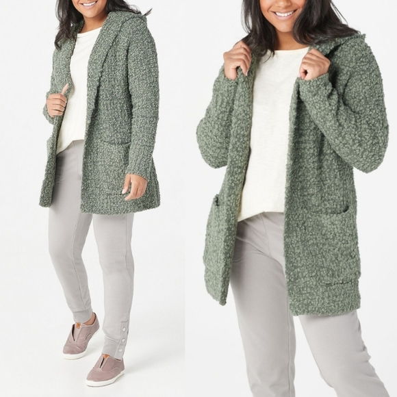 boucle hooded cardi